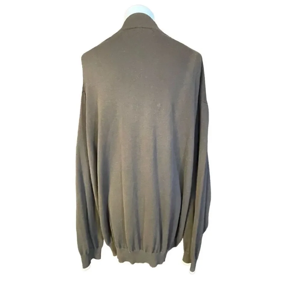 Rochester 100% Pima Cotton Half Zip Pullover Brown/Tan Men’s Sweater Size 3XL